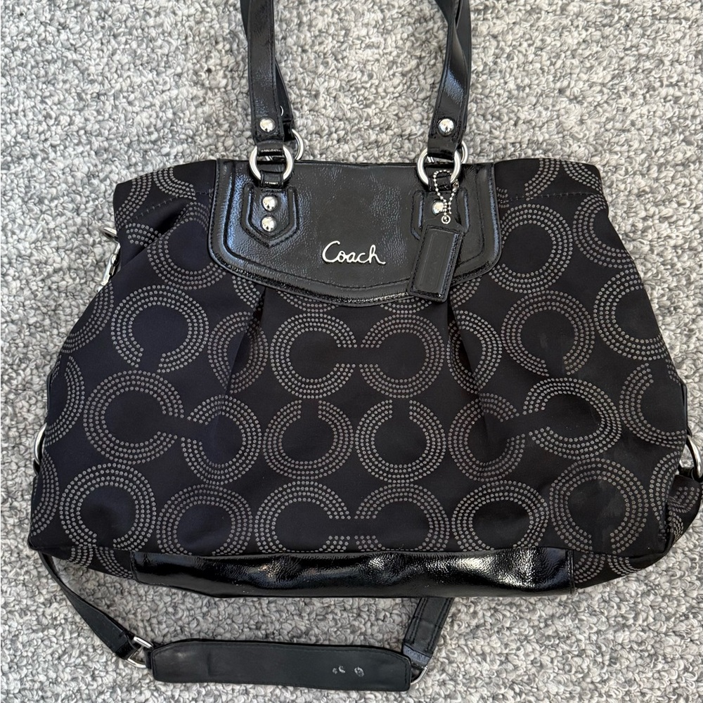Coach Black and Gray Patterned Tote Bag